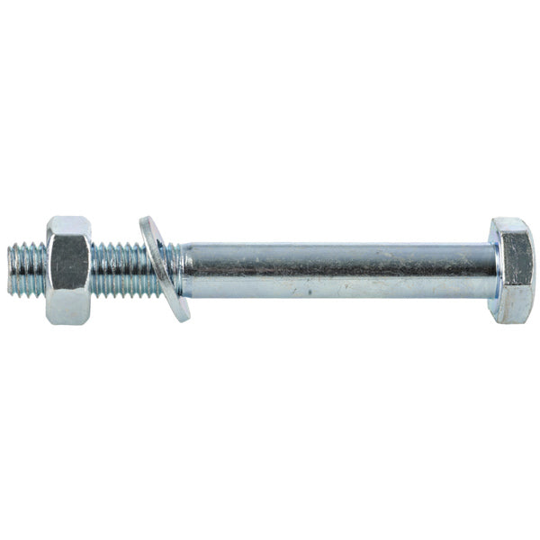 Sekskantskrue DIN931(delgjenget). Elektrolytisk forsinket skrue med sekskanthode og mutter. Kvalitet 8.8. Bruksområde: Sammenskruinger, tre mot tre og i beslag. Korrosjonsklasse: C1 - Kun innendørs i oppvarmede bygninger med ren atmosfære. image