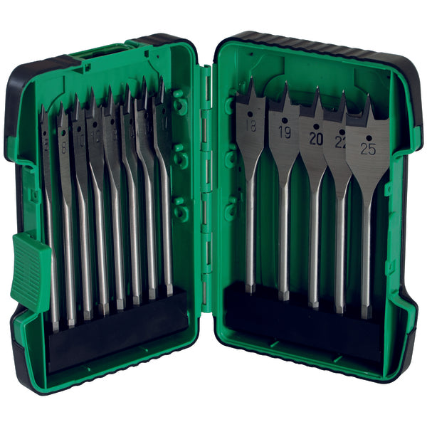 Flate trebor i herdet høykvalitets stål. Utstyrt med borspiss for enklere sentrering. og minimal slitasje på underlaget. Presisjonsslipte støtteskjær for. dimensjonsstabil boring. Bruksområde: Boring i både harde og myke trematerialer uten bruk av slag image