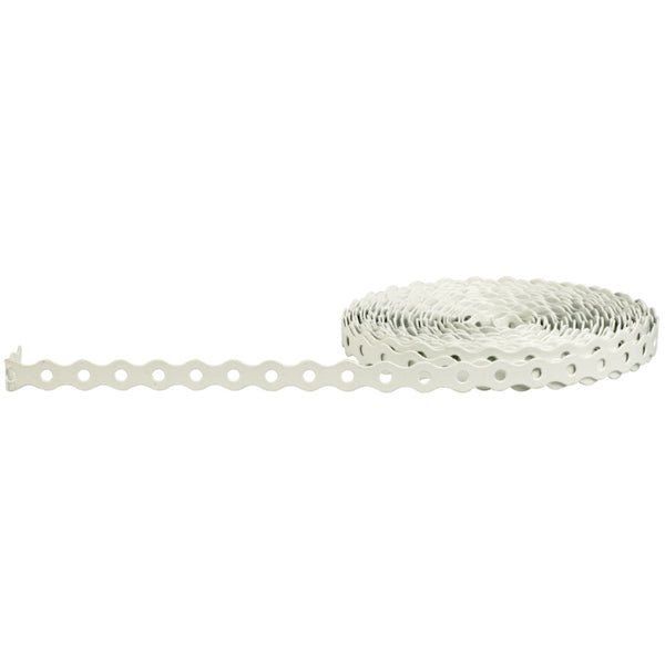 Opphengsbånd varmforsinket, hvit og kobber. Belastning: Middels. Hvite, grå og sorte opphengsbånd er varmforsinket, belagt med et termoplastisk materiale. Motstandsdyktig mot: Sjøvann, saltholdige og uklorede væsker, syrer, fett, petroleumsprodukter, sopp og mugg. Bruksområde: For ventilasjon, rør og diverse oppheng. Belegget er UV-bestandig og har gode elektriske isolasjonsegenskaper. Tåler temperaturer mellom +60 og -100 C. Maksimum +50 C ved konstant høy temperatur. image