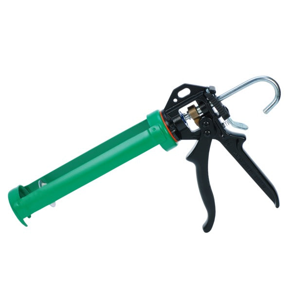 TEC GUN er en solid og profesjonell fugepistol for alle standard 290-310 ml lim- og fugepatroner. Den er enkel i bruk med et ergonomisk design som gir perfekt balanse og gjennom en kraftoverføring 18:1 som gir et optimalt resultat gjennom lettere pumping og jevnere mengde ved påføring. En dreibar skål, samt Anti drip funksjonen er med og sørger for høy presisjon. Pistolen er laget i solid stålmateriale som gjør den støtsikker og er rustfri. TEC GUN har avmerkede smørepunkter for lang levetid og funksjona...