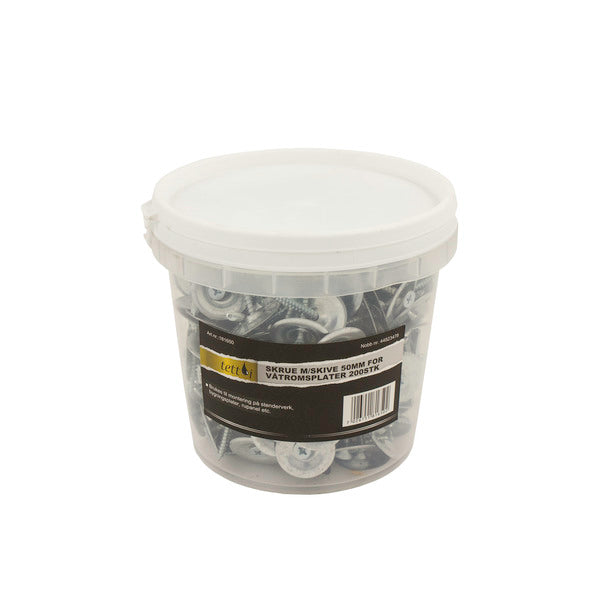 Praktisk forpakning hvor skruene er ferdig tredd på skivene, noe som korter ned monteringstiden på våtromsplater. image