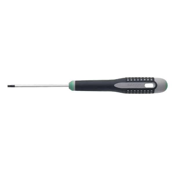 Skrutrekker for TORX-skruer, BE-8904 - BE-8945 Skrutrekker for Torx-skruer. Utførelse Mattforkrommet klinge. Materiale VANADIUM EKSTRA Ergonomisk 3-komponents skaft av polypropylen og termoplastisk materiale. Forsynt med herdet og svartoksidert spiss. Fargekode og symbol i begge ender av skaftet gjør det lett å velge den riktige skrutrekkeren til oppgaven. BE-8940 og BE-8945 med dobbeltgrep. image