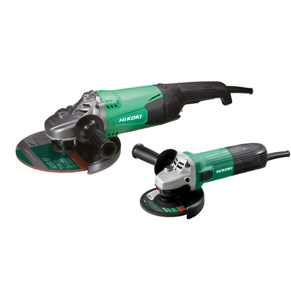 Allsidig vinkelsliperpakke for små og store jobber Skivediameter G23ST 230 mm (9"), effekt 2000W Skivediameter G13STA 125 mm (5"), effekt 600W Ergonomisk gummibelagt grep med vinklet sidehåndtak Overbelastningsbeskyttelse Spindellås for enkelt skivebytte For både høyre- og venstrehendte brukere image