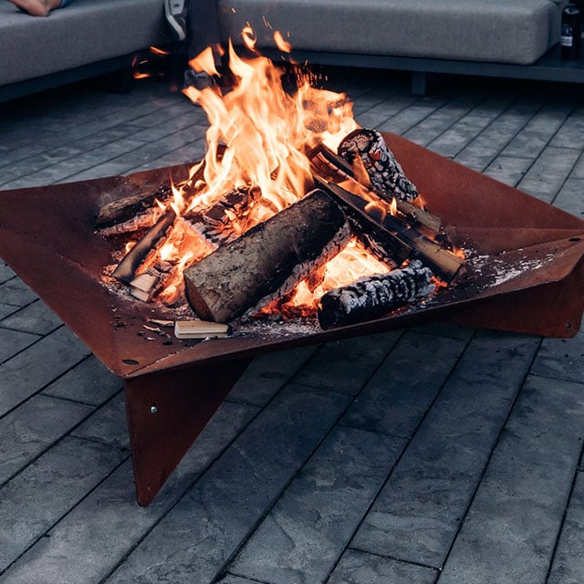 Bålpanne Corten Kvadratisk 100x100 cm