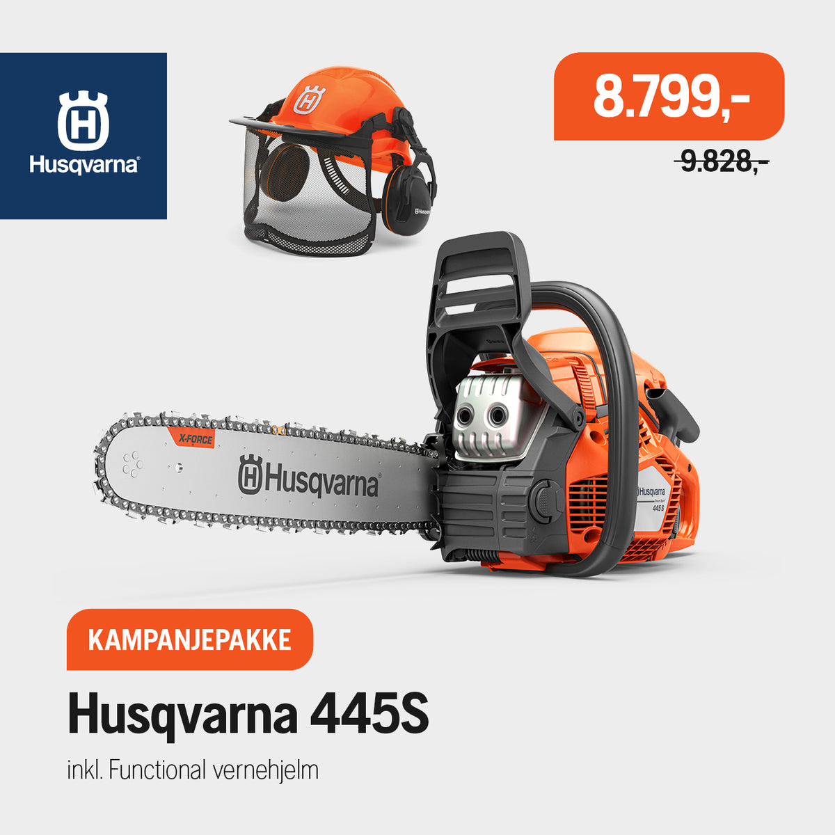 445S MOTORSAG + HJELM