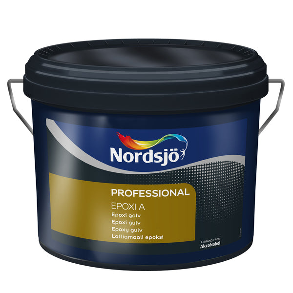 Professional Epoxy Gulv er en 2-komponent vannbasert Epoxy gulvmaling beregnet for betonggulv, men kan også brukes på gulv av tre eller sponplater. Egnet for gulv utsatt for mekanisk og kjemisk påkjenning i bolig, industri og handel. Nye betonggulv skal være tørre og rene fra støv, olje og andre urenheter og herdet minst en uke. Sementhud fjernes ved sliping, sandblåsing eller syrevask. Ved overmaling av tidligere maling skal flaten rengjøres. Mattslipes og løstsittende maling fjernes. Ved grunning på su...