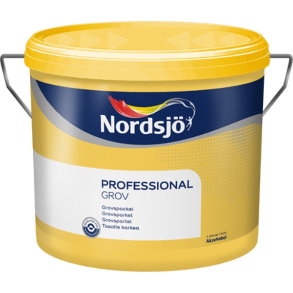 Professional Grovsparkel har ekstremt god fyllevne. Til helsparkling i tykke sjikt på betong og bygningsplater innendørs. Underlaget skal være fast, tørt og rent. Ved krav på høyere overflatefinish bør oversparklingen skje for eksempel med enten Professional Mediumsparkel /LS104, Professional Allroundsparkel eller Professional Maskinsparkel. Kontroler nøye at sparkelen er tørr før oversparkling. Bruk øyebeskyttelse under sliping. Unngå å sparkle når temperaturen er under +5 C. image