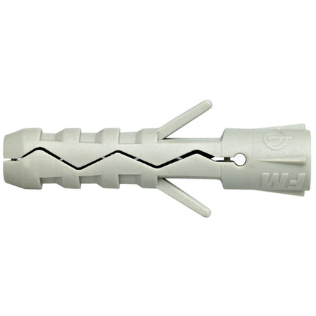 Nylonplugg. Belastning: Lette/middels tunge fester i betong, mur, hulltegl og Leca. Formonteres, varmebestandig -40 - +80 grader. Bordimensjon = Pluggdimensjon. Monteringstips: Riktig skruelengde: Plugglengde + festemateriellets tykkelse + pluggdimensjon = Optimalt feste. image