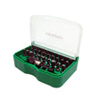 Robust eske med belteklips Transparent lokk Innhold: 1 stk bitsholder med hurtigfeste, Phillips: 1, 2 (x3), 3, Pozidrive: 1, 2 (x3), 3, Torx: 10, 15, 20 (x4), 25 (x4), 27 , 30 , 40, Sekskant: 2, 3, 4, 5, 6, Firkant: 1, 2 image