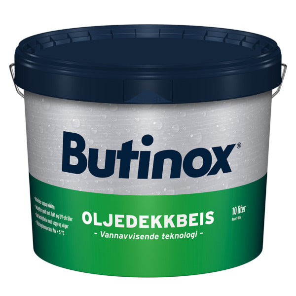 Butinox Oljedekkbeis er en vanntynnet oljedekkbeis med moderne teknologi som gir gode vannavvisende egenskaper. image