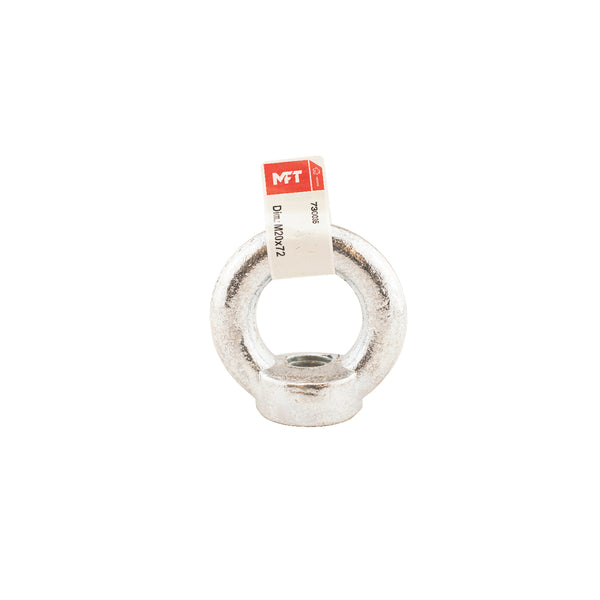 Ringmutter DIN582. Elektrolytisk forsinket. Belastning: Middels/Tung. Bruksområde: Div. tyngre oppheng. Korrosjonsklasse: C1 - Kun innendørs i oppvarmede bygninger med ren atmosfære. image