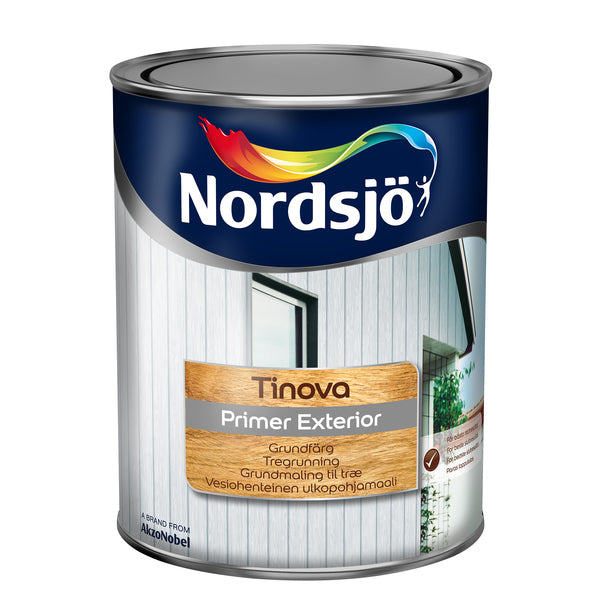 Tinova Primer Exterior er beregnet for nymaling og vedlikeholdsmaling av treverk utendørs. Den trenger dypt inn i underlaget og beskytter treverket. image