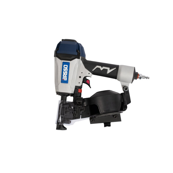 Rundmagasinert pappspikerpistol for bruk av coil-pappspiker. Meget kompakt og lett. Ergonomisk gummibelagt grep. Ekstra montert sklisikring for sikker bruk. Maskinkropp i magnesium. Justerbar tallerken i magasin for tilpassing av lengde på pappspikeren samt justerbar anleggsfot. Meget effektiv frembringermekanisme og hendel i front for optimalt resultat. Valgbar singel- eller serieskuddsavtrekker. Justerbart innslag for presisjonsspikring med perfekt resultat og usterbart returluftutslipp i topp. Påmonte...