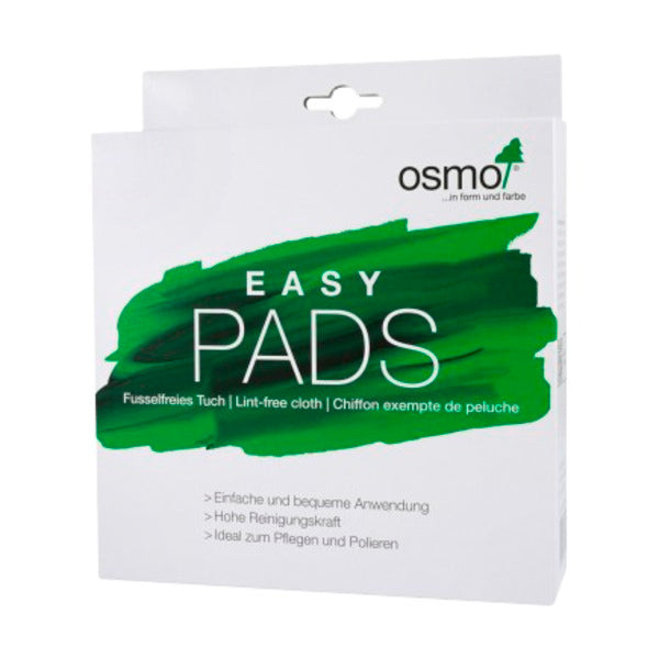 Osmo Easy Pads er en myk lofri klut laget for en enkel påføring av Osmo produkter. Benyttes også ved vask, vedlikehold og polering av hardvoksoljede, oljede og lakkerte flater. Inneholder 10 stk kluter, 325x340mm. image