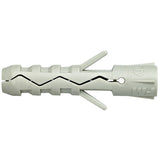 Nylonplugg. Belastning: Lette/middels tunge fester i betong, mur, hulltegl og Leca. Formonteres, varmebestandig -40 - +80 grader. Bordimensjon = Pluggdimensjon. Monteringstips: Riktig skruelengde: Plugglengde + festemateriellets tykkelse + pluggdimensjon = Optimalt feste. image